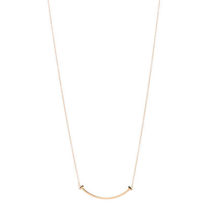 Tiffany 18K Rose Gold Small T Smile Pendant Necklace 1 of 5