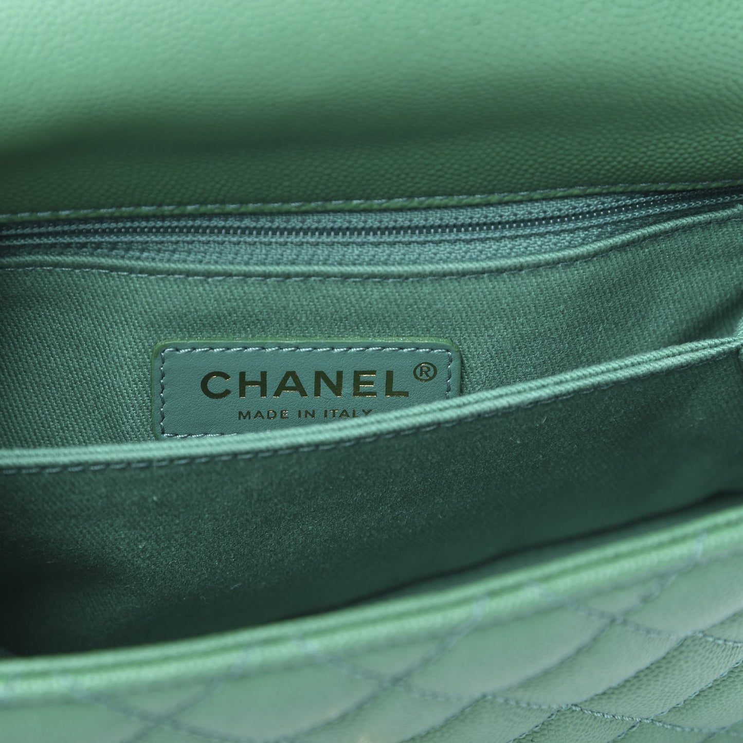 Caviar Quilted Mini Coco Handle Flap Green