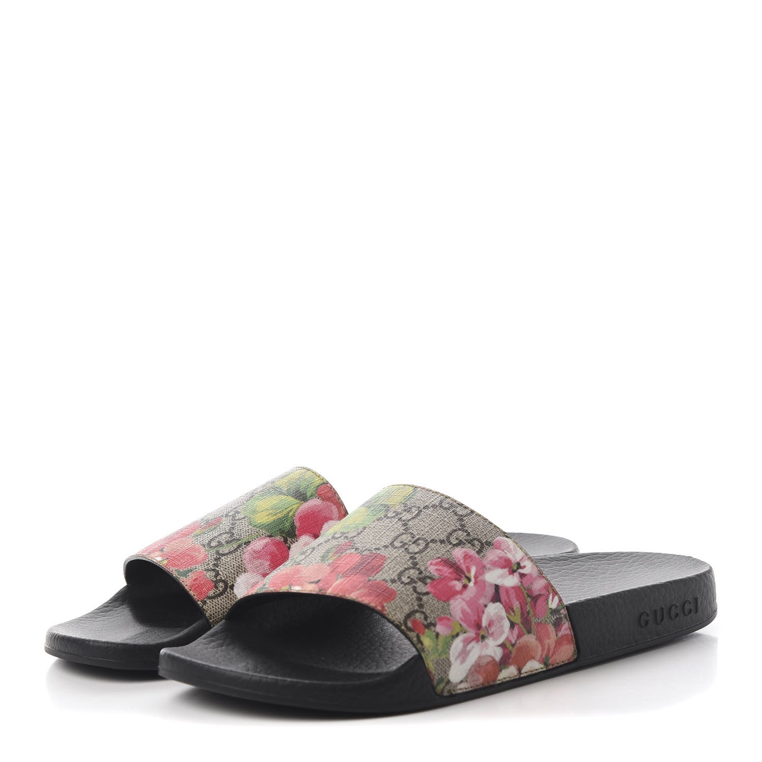 Gucci GG Supreme Monogram Blooms Slide Sandals Beige Multicolor 2 of 11