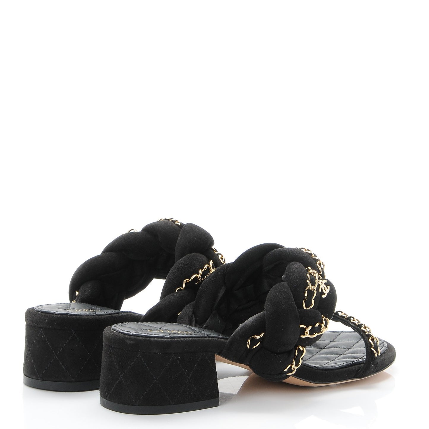 Kid Suede Chain Braided Sandals 36 Black