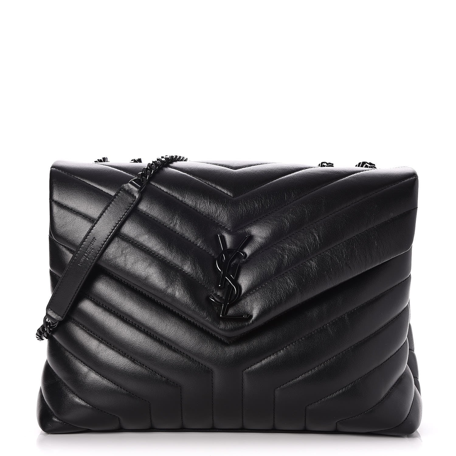 Saint Laurent Calfskin Y Quilted Monogram Medium Loulou Chain Satchel Black 1 of 9