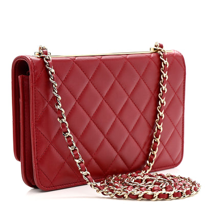 Chanel Lambskin Quilted Trendy CC Wallet On Chain WOC Red 3 of 13