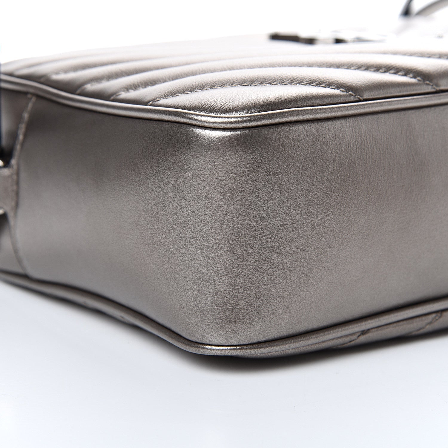 Saint Laurent Metallic Calfskin Matelasse Monogram Lou Camera Bag Silver 8 of 10
