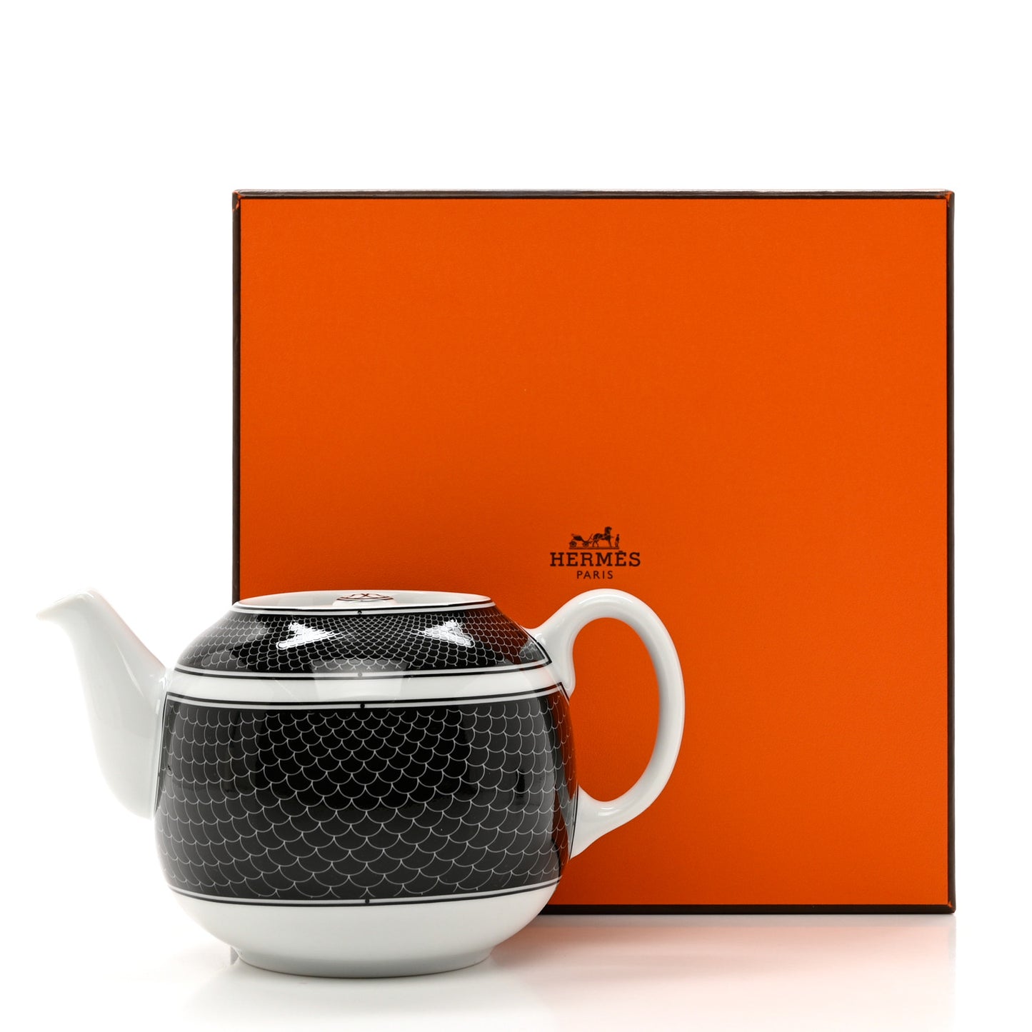 Porcelain H Deco Teapot Black