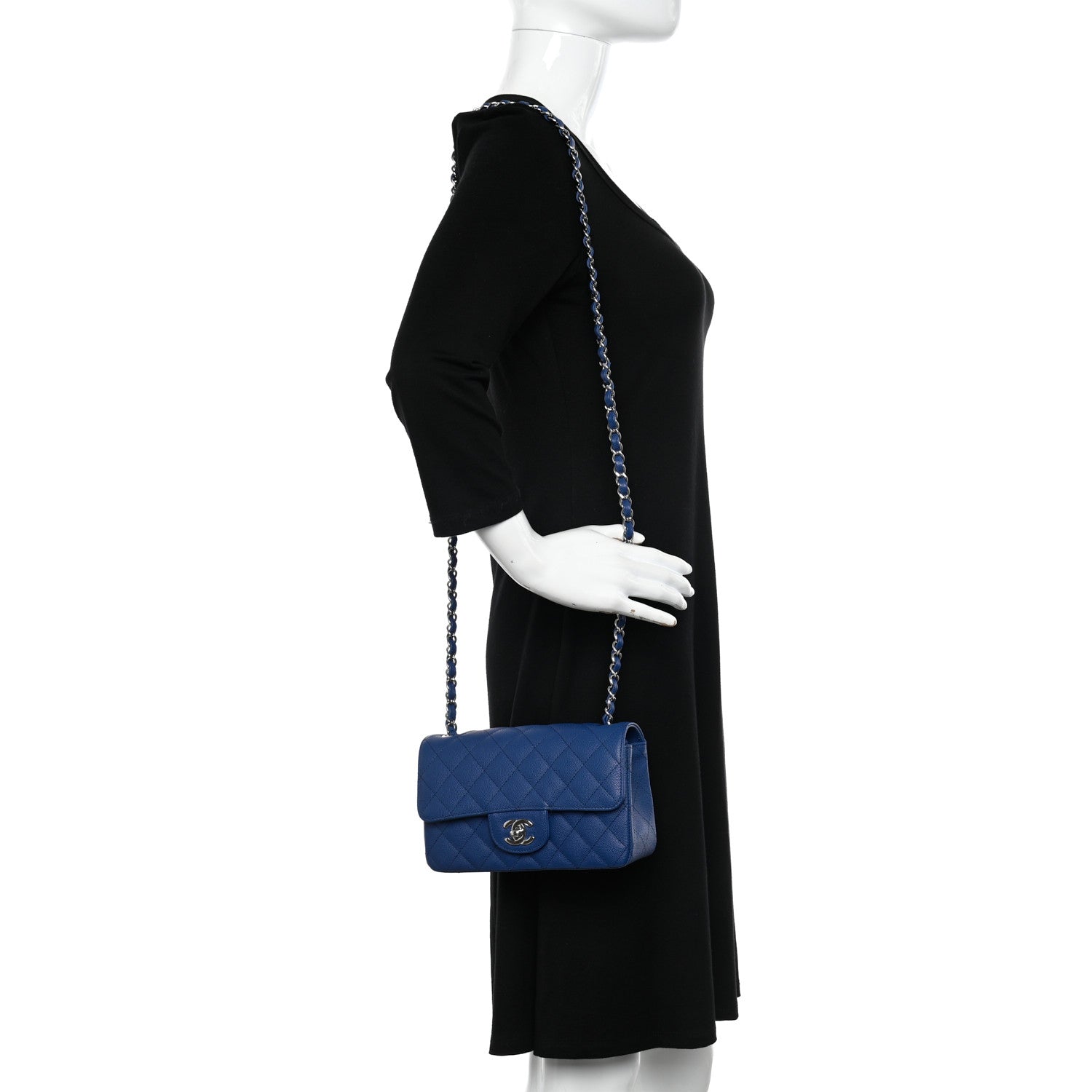 Chanel Caviar Quilted Mini Rectangular Flap Blue 2 of 11