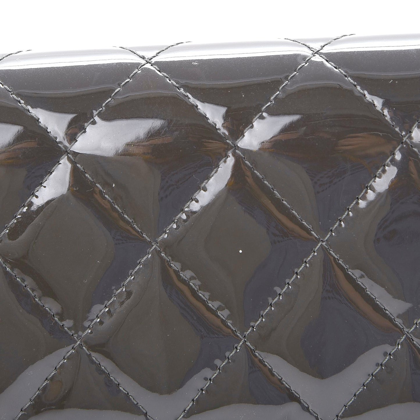 Patent Quilted Wallet On Removable Chain Dark Grey