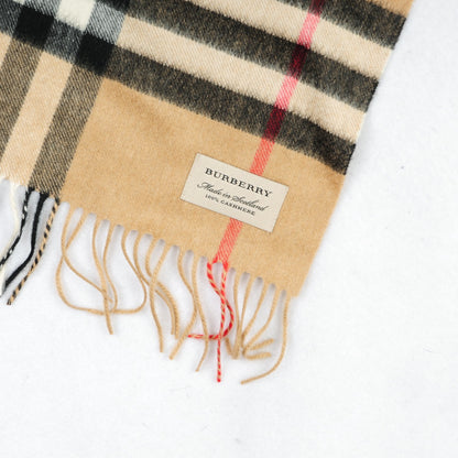 Burberry Cashmere Giant Check Fringe Scarf Camel 4 of 4
