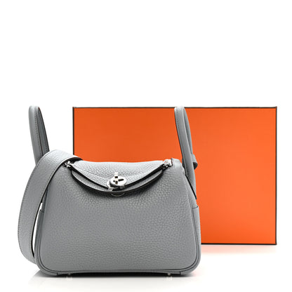 Hermes Taurillon Clemence Mini Lindy 20 Gris Pantin 11 of 11