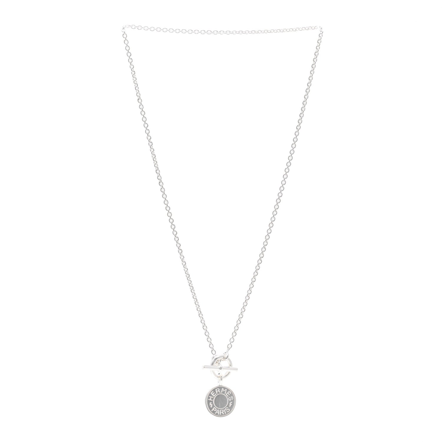 Hermes Sterling Silver Amulettes H Confettis Pendant Necklace 3 of 5