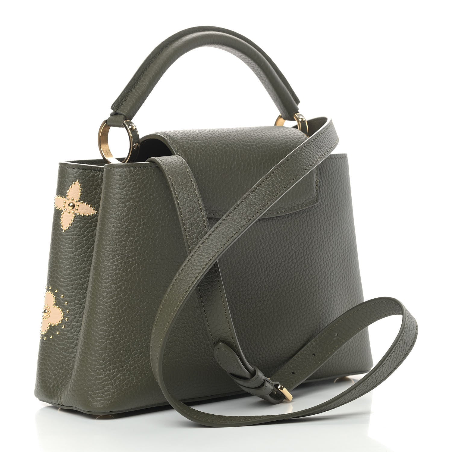 Louis Vuitton Taurillon Flowers Capucines BB Khaki 3 of 9
