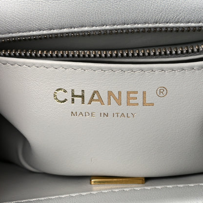 Chanel Lambskin Quilted Mini Sweet Camellia Flap Light Blue 6 of 11