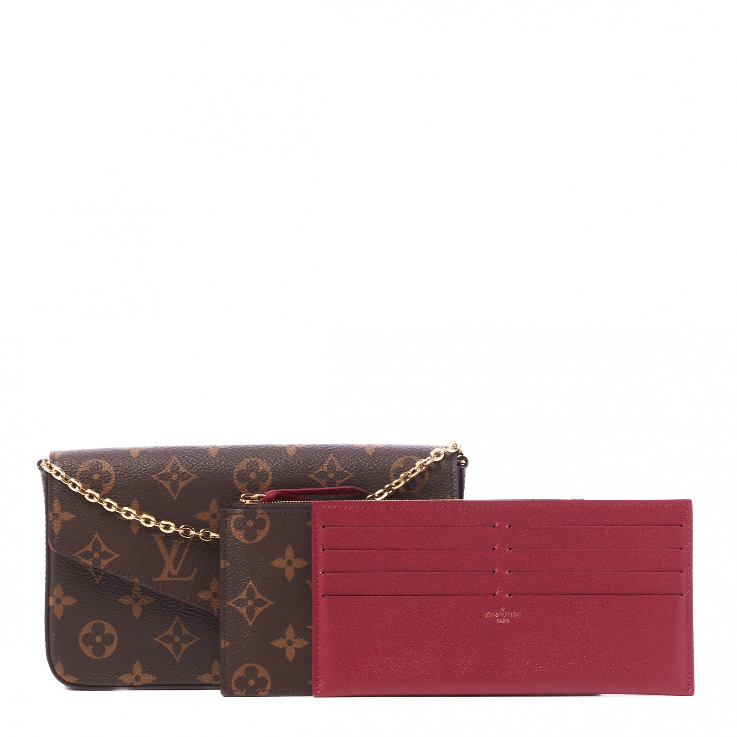 Louis Vuitton Monogram Pochette Felicie Chain Wallet Fuchsia 3 of 9