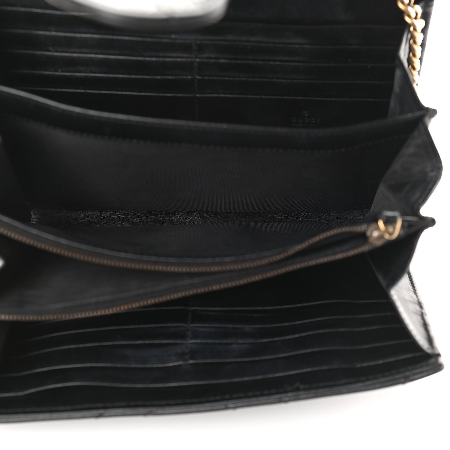 Calfskin Matelasse GG Marmont Chain Wallet Black