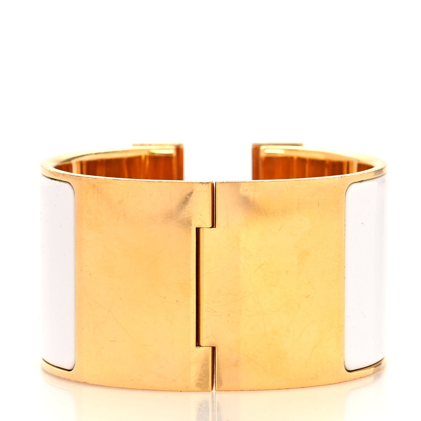 Enamel Extra Wide Clic Clac H Bracelet PM White