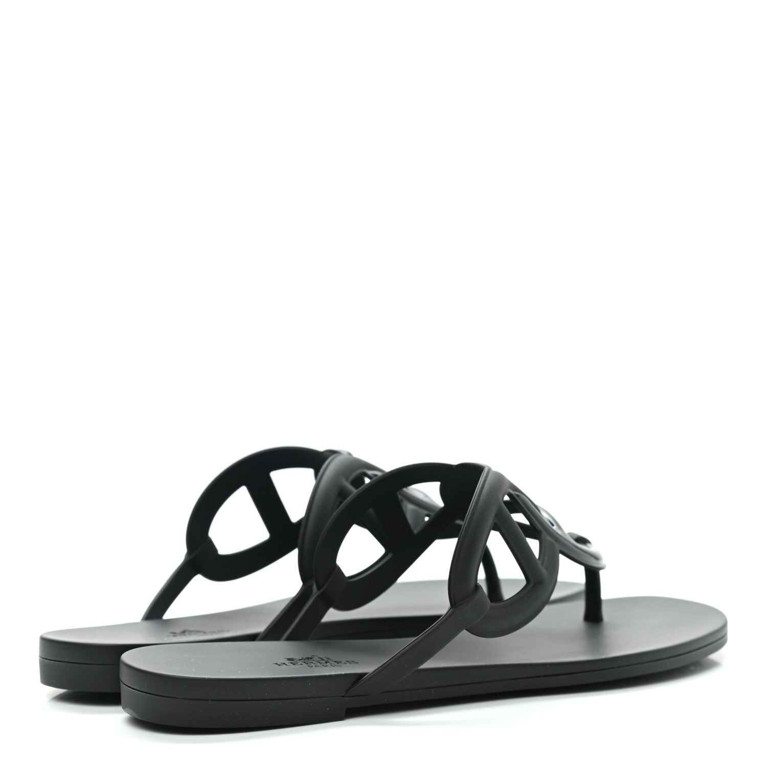 Hermes Rubber Womens Egerie Sandals 39 Black 4 of 9
