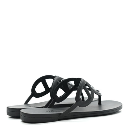 Hermes Rubber Womens Egerie Sandals 39 Black 4 of 9