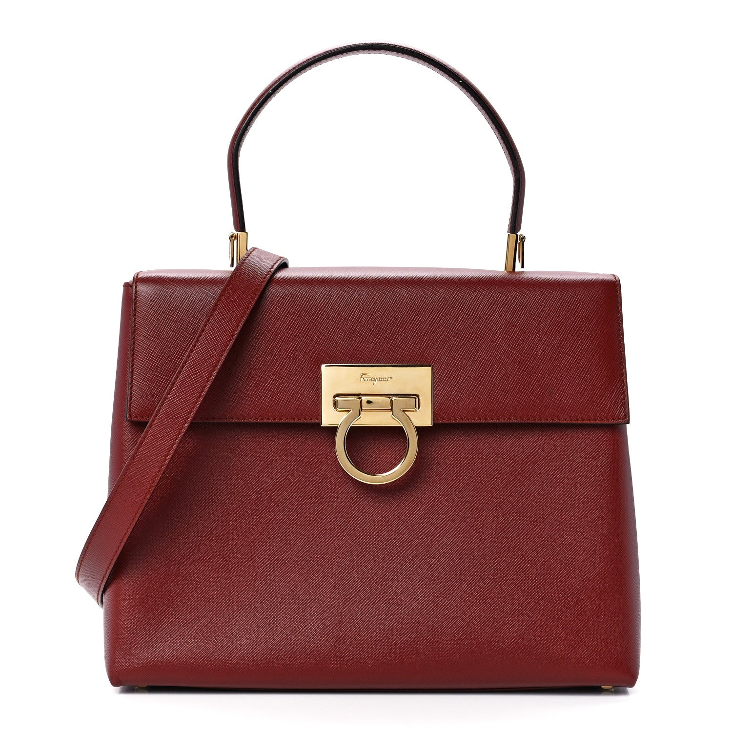 Salvatore Ferragamo Calfskin Top Handle Bag Red 1 of 12