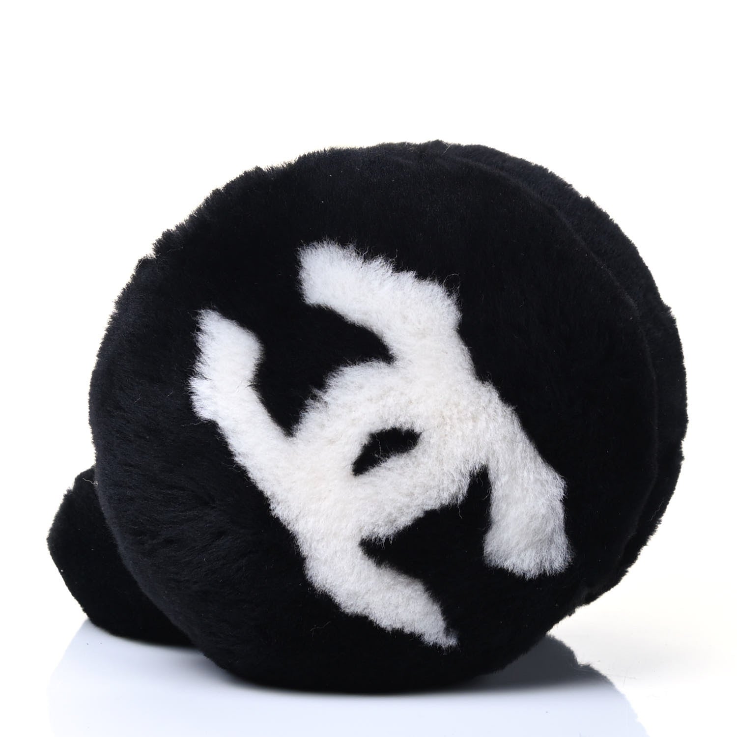 Chanel Shearling CC Ear Muffs Black White 3 of 4