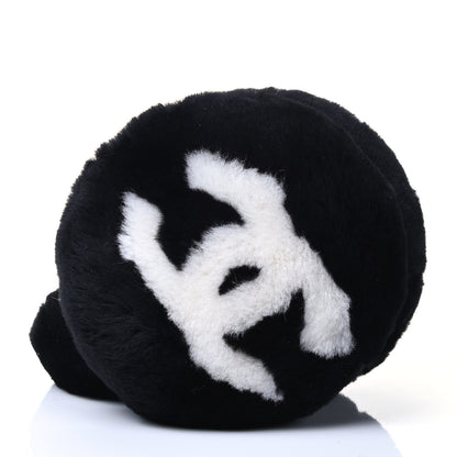 Chanel Shearling CC Ear Muffs Black White 3 of 4