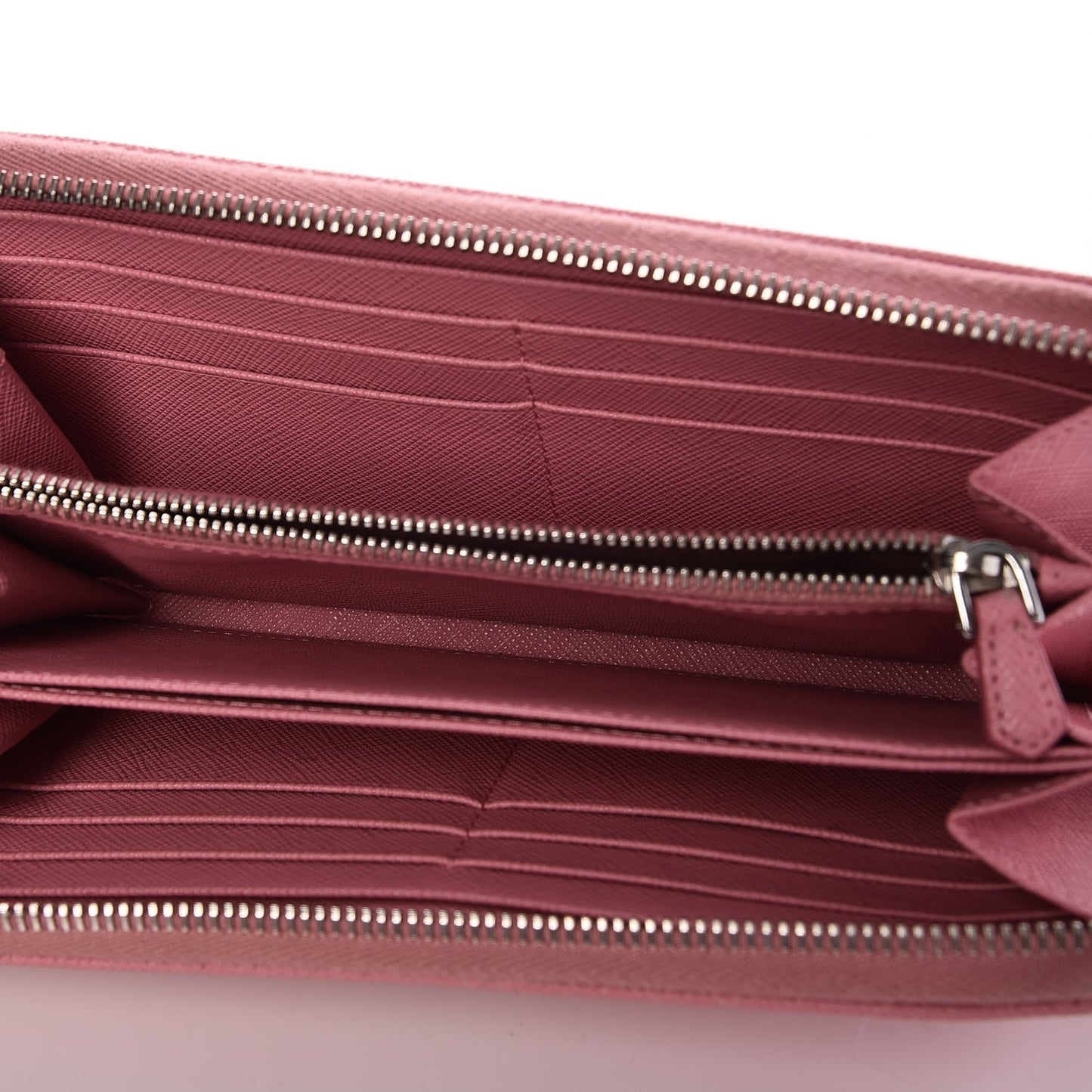 Saffiano Metal Zip Around Wallet Petalo