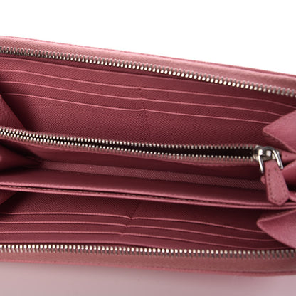 Prada Saffiano Metal Zip Around Wallet Petalo 5 of 8