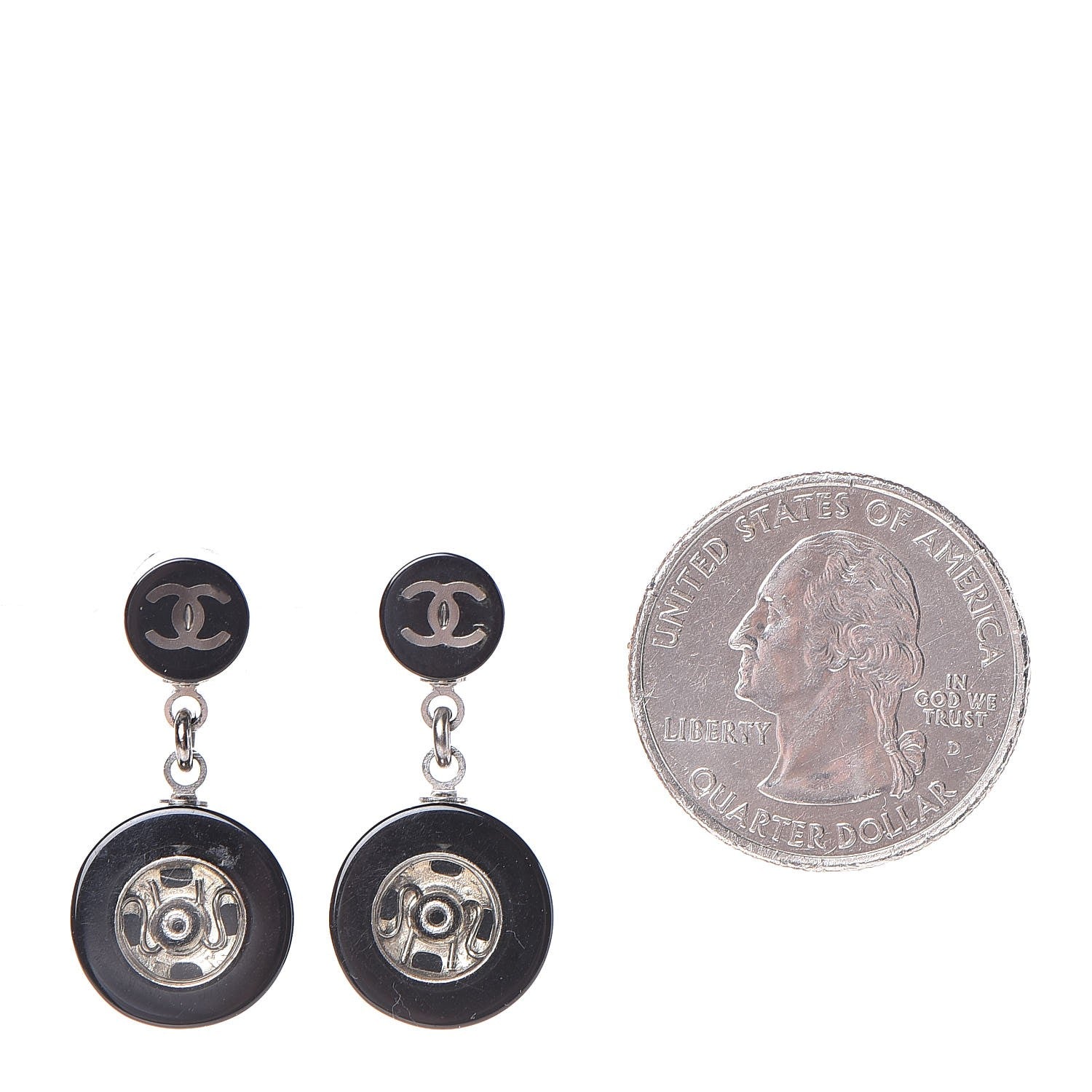 Chanel Resin CC Drop Earrings Black 2 of 4