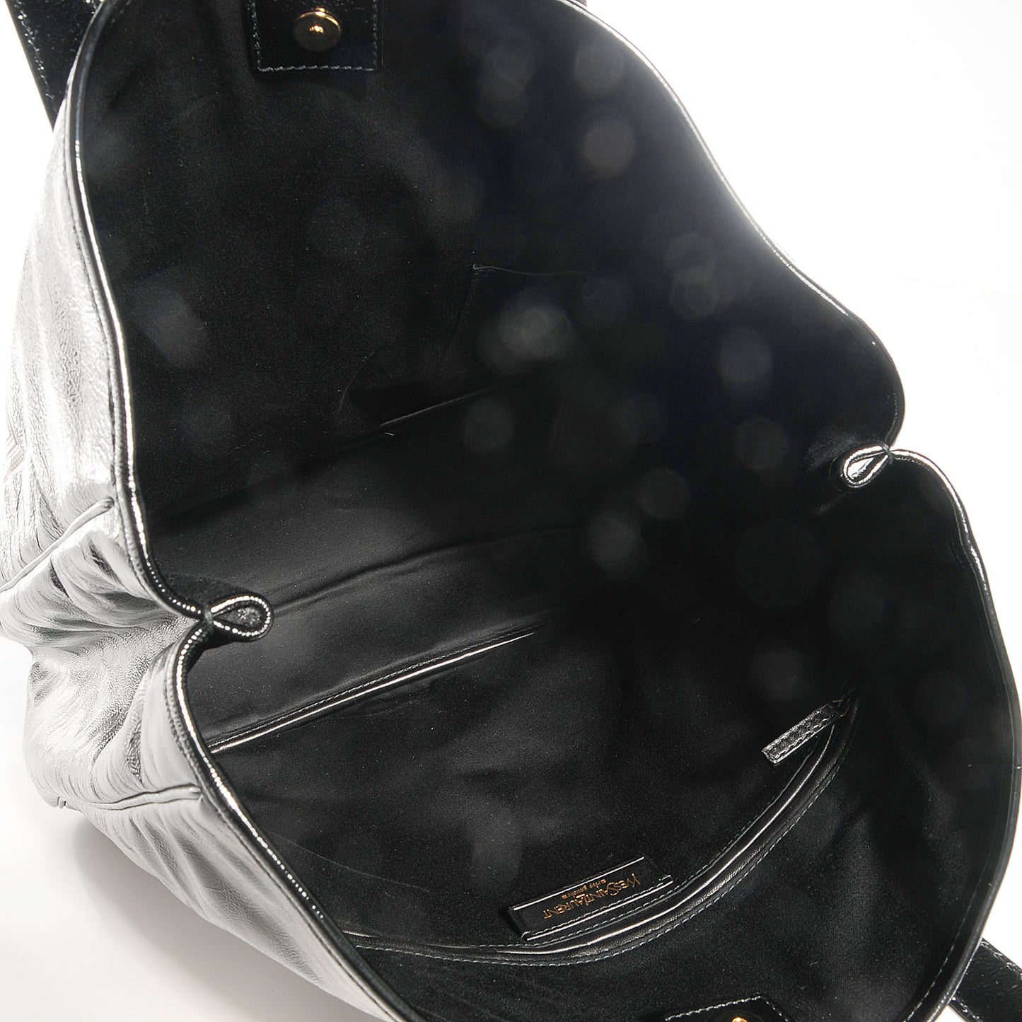 Textured Patent Large Y-Mail Tote Black