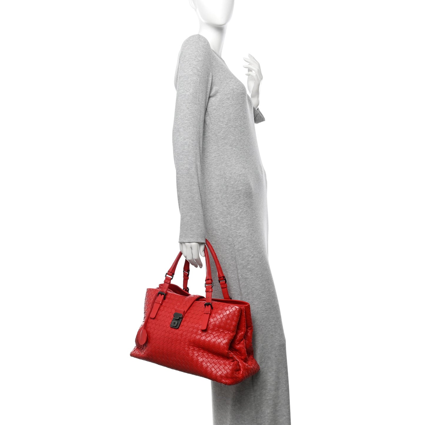 Light Calf Intrecciato Medium Roma Fraise