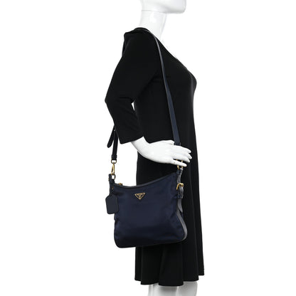 Prada Vela Nylon Saffiano Crossbody Navy 2 of 9