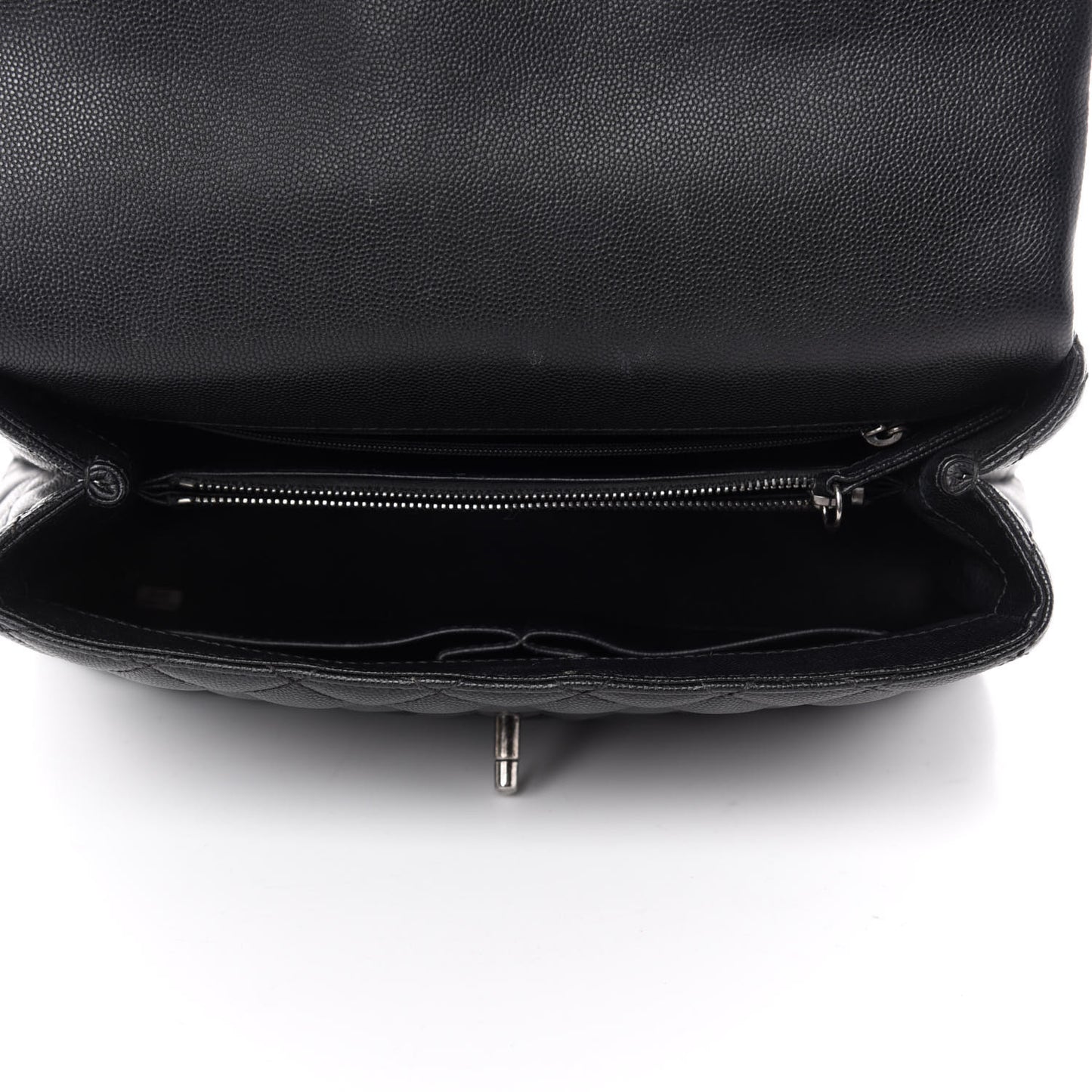Caviar Lizard Quilted Small Coco Handle Flap Black