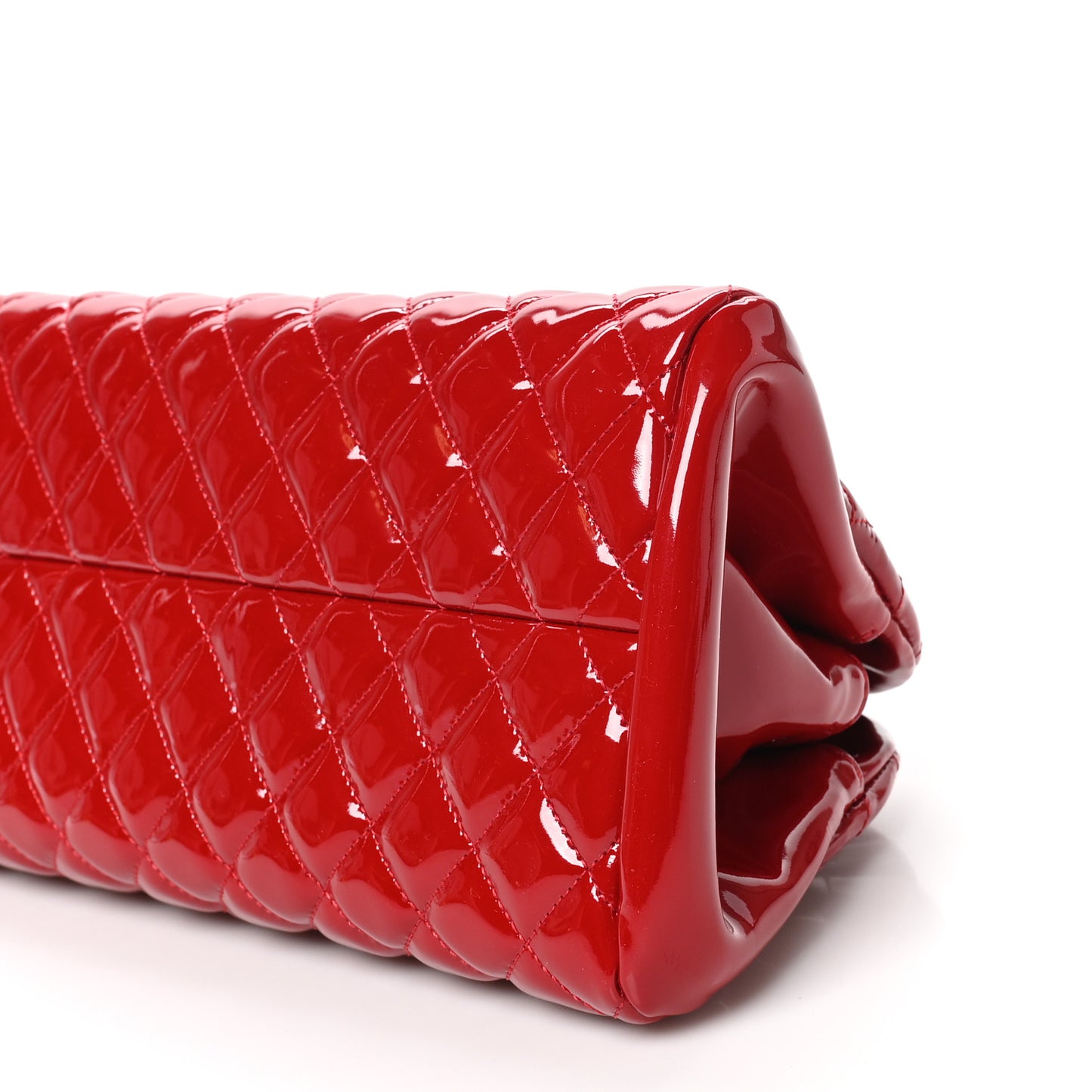 Patent Quilted Medium Just Mademoiselle Bowling Bag Red
