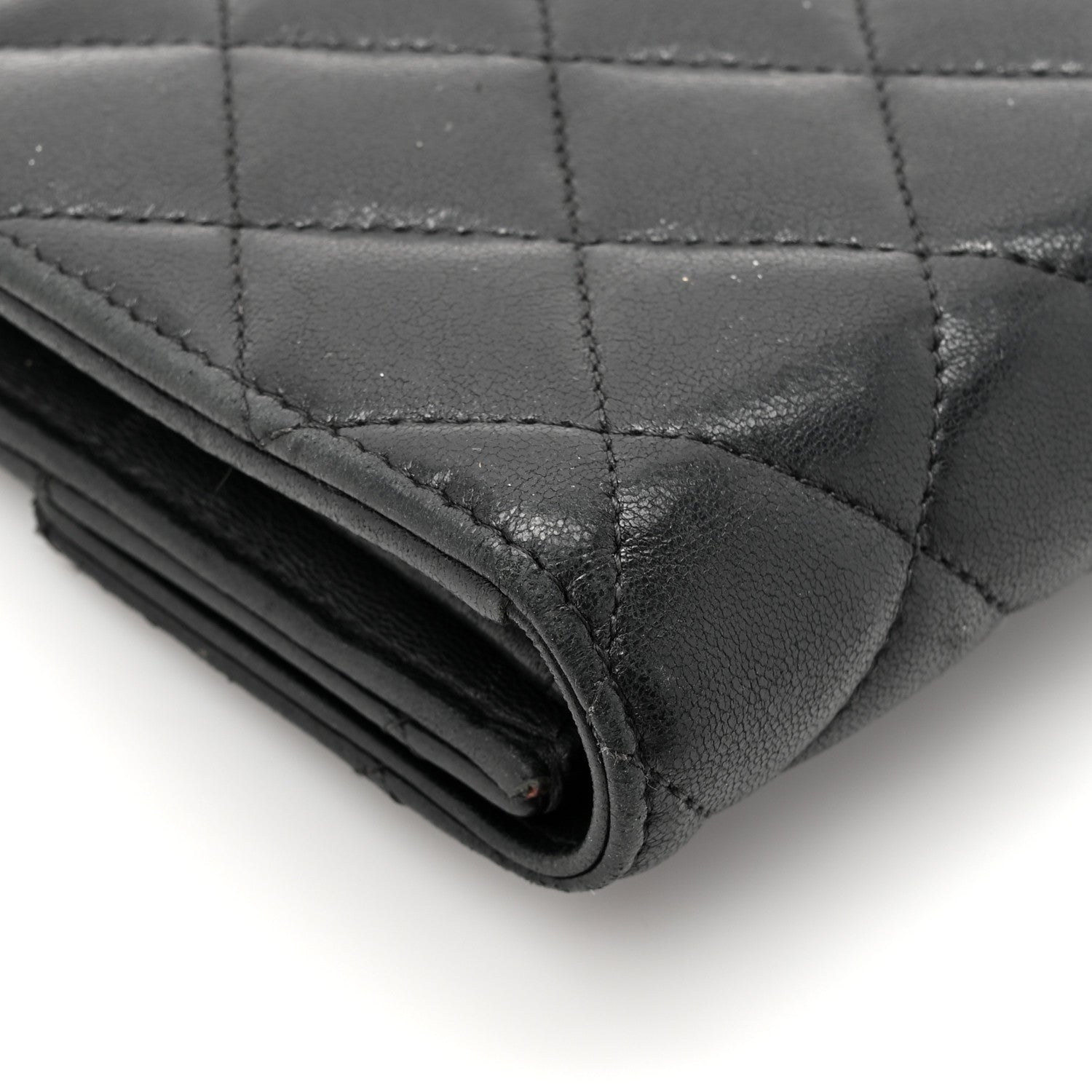 Chanel Lambskin Quilted Large Gusset Flap Wallet Black 15 of 19