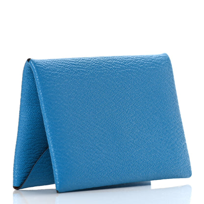 Hermes Chevre Mysore Verso Calvi Card Case Bleu Frida Cuivre 3 of 9