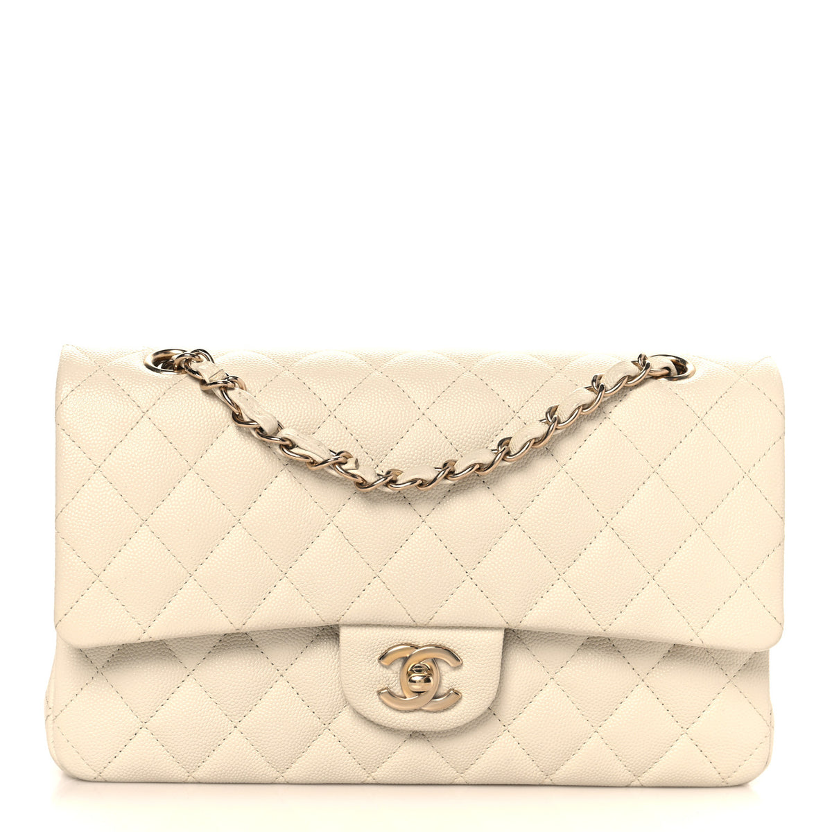 Chanel Caviar Quilted Medium Double Flap White 1 of 10