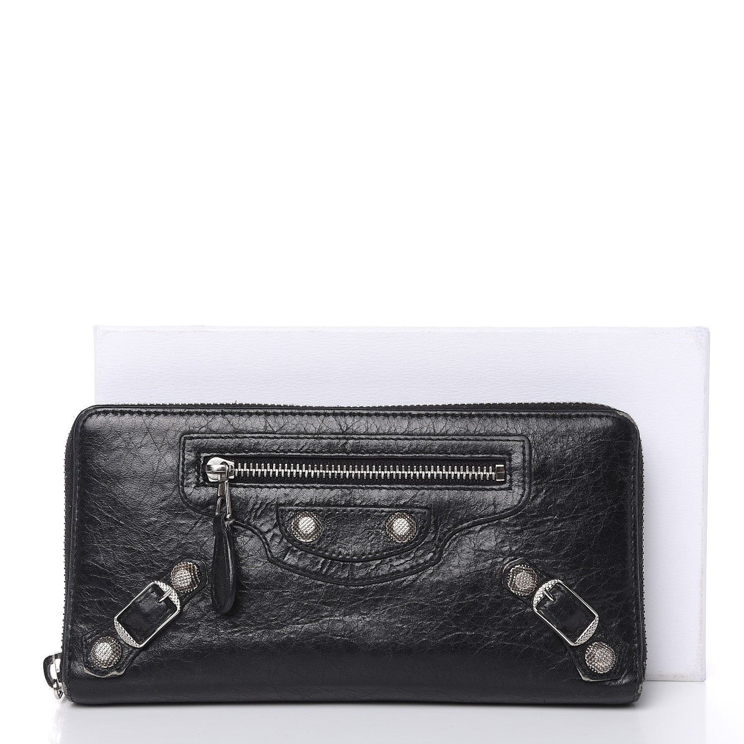 Balenciaga Agneau Giant 12 Silver Hardware Continental Zip Around Wallet Black 13 of 13