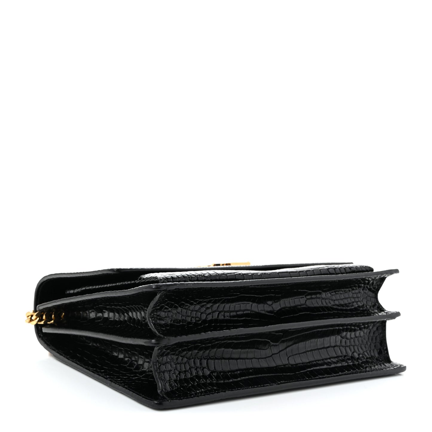 Calfskin Crocodile Embossed Large Monogram Sunset Black