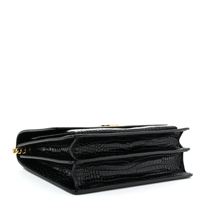 Saint Laurent Calfskin Crocodile Embossed Large Monogram Sunset Black 4 of 10