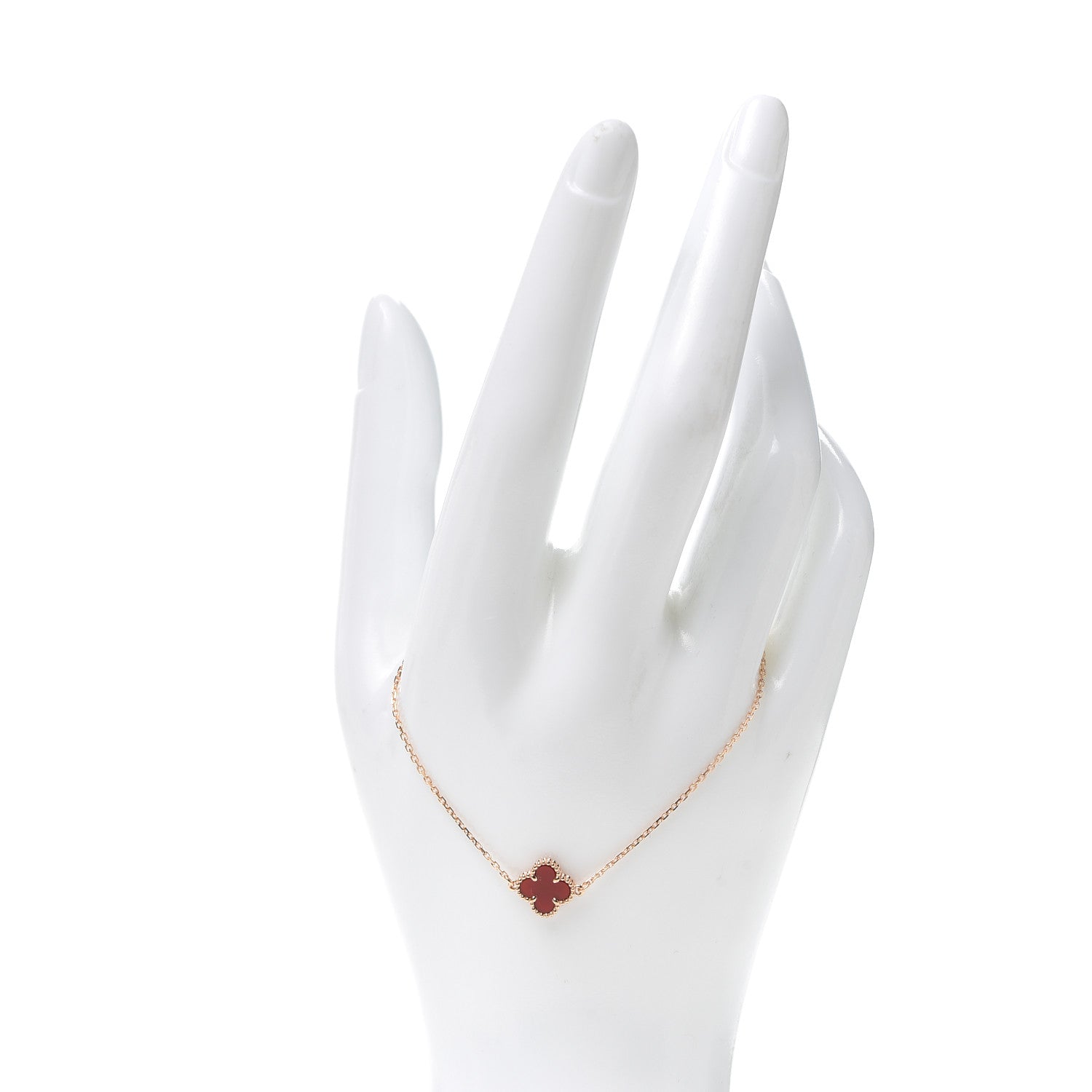 Van Cleef & Arpels 18K Rose Gold Carnelian Sweet Alhambra Bracelet 2 of 8