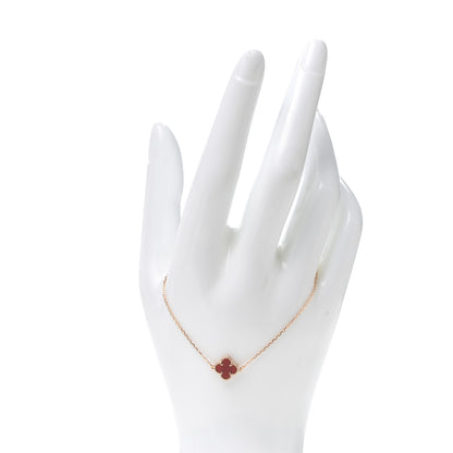 Van Cleef & Arpels 18K Rose Gold Carnelian Sweet Alhambra Bracelet 2 of 8
