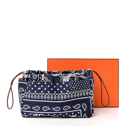 Hermes Silk Barenia Eperons d'Or Fourbi 30 GM Pouch Bleu Nuit Fauve 8 of 9