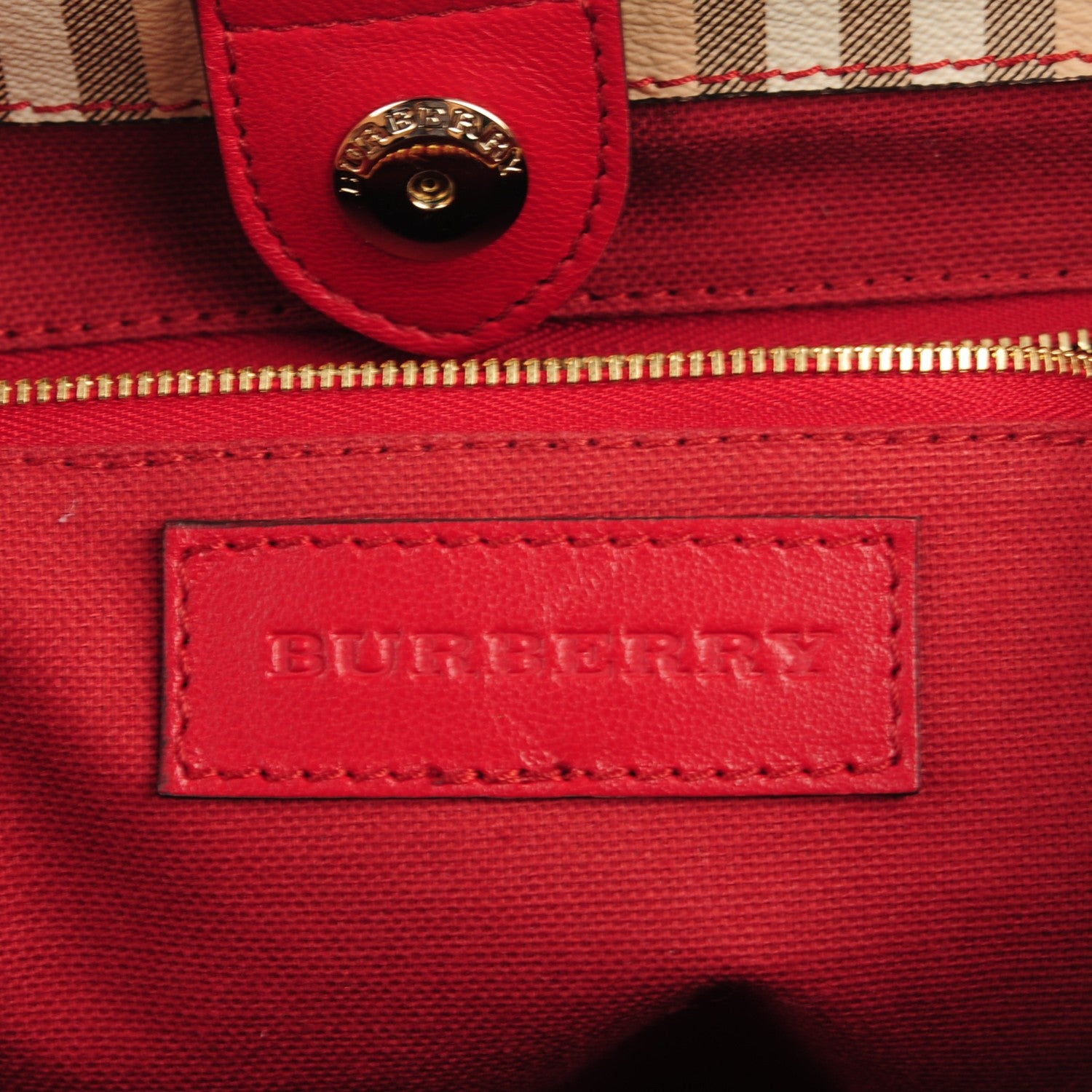 Burberry Haymarket Check Small Canterbury Tote Military Red 7 of 9