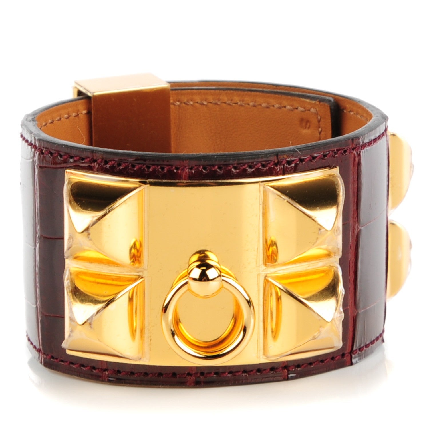 Hermes Shiny Alligator Collier De Chien CDC Bracelet S Rouge H 1 of 7