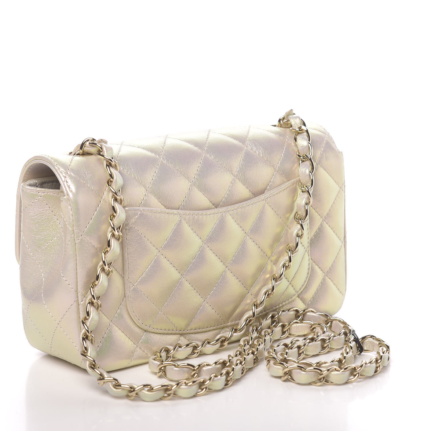 Chanel Iridescent Lambskin Quilted Mini Rectangular Flap Ivory 3 of 11