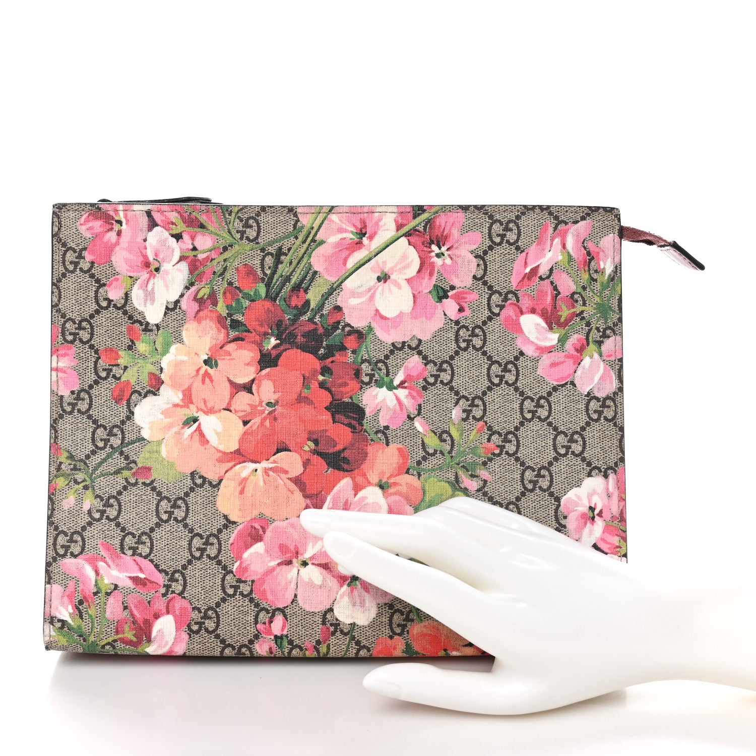 Gucci GG Supreme Monogram Blooms Large Cosmetic Case Beige Multicolor Dry Rose 2 of 10