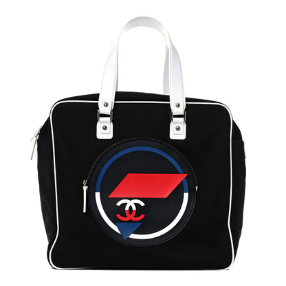 Chanel Canvas Rubber Airlines Large Zip Shopping Tote Black White Red 1 of 11