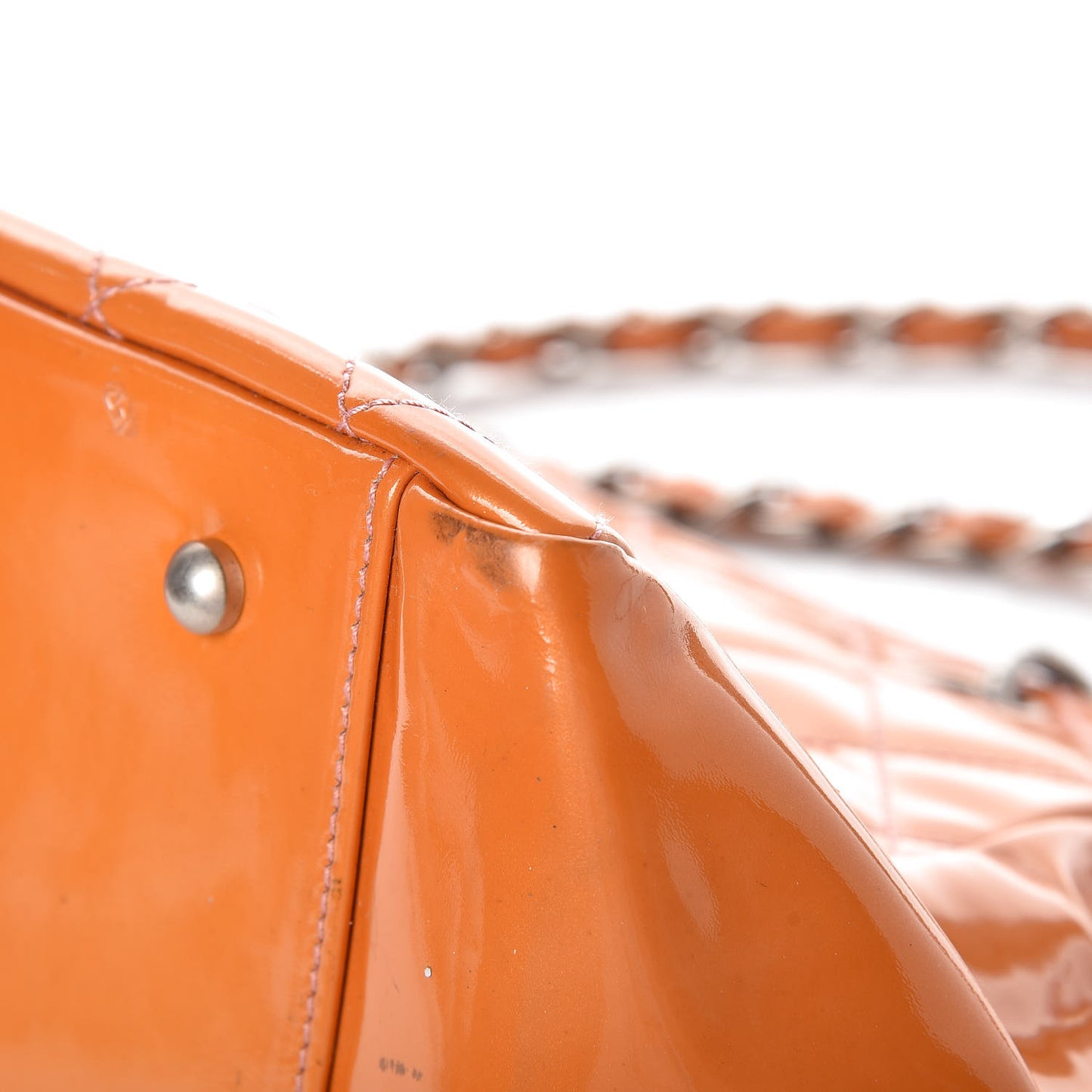 Patent Quilted Timeless Tote Orange