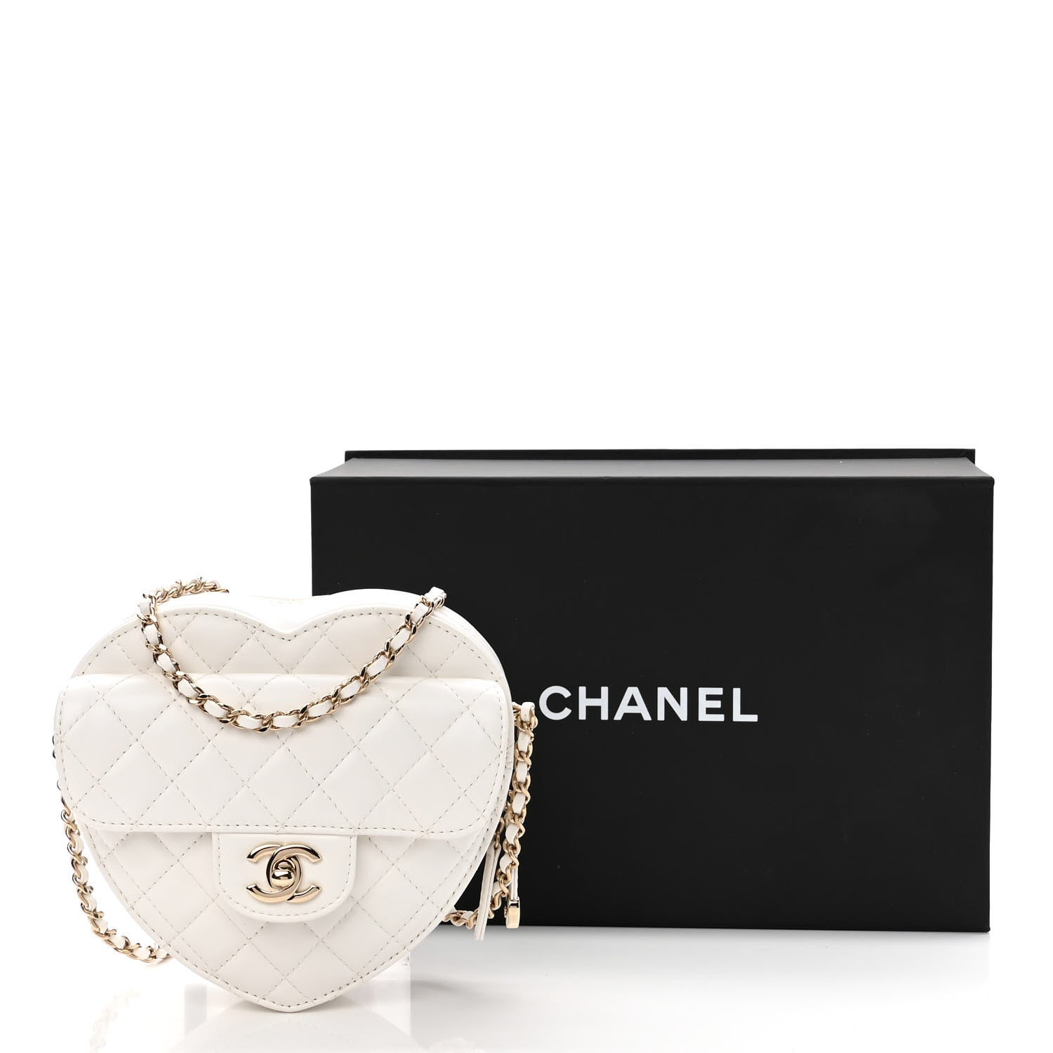 Chanel Lambskin Quilted CC In Love Heart Bag White 11 of 11