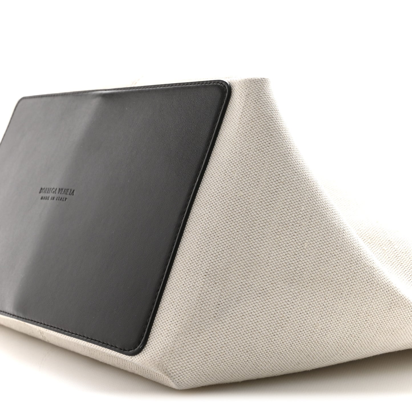 Canvas Mix Nappa Intrecciato Medium Flip Flap Tote Natural Fondant