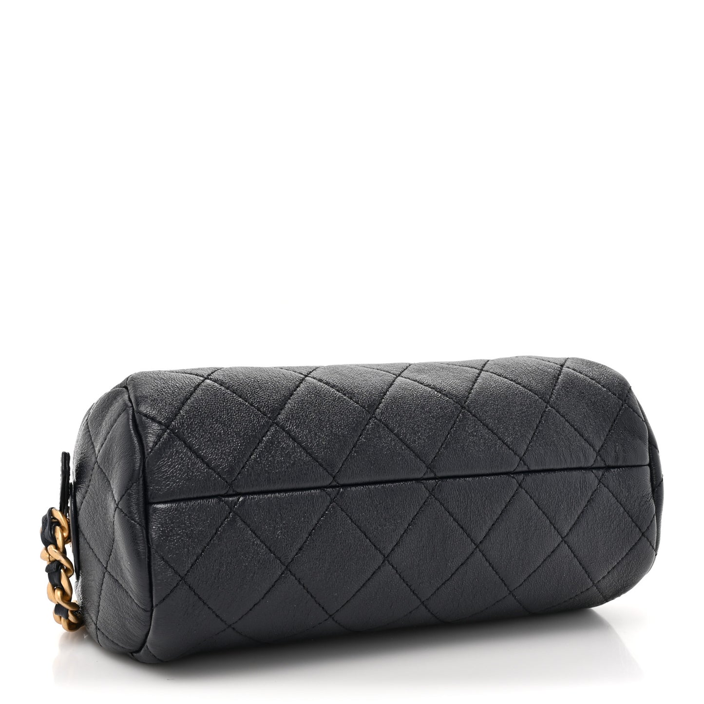 Shiny Lambskin Quilted Small Fashion Therapy Bowling Bag Navy