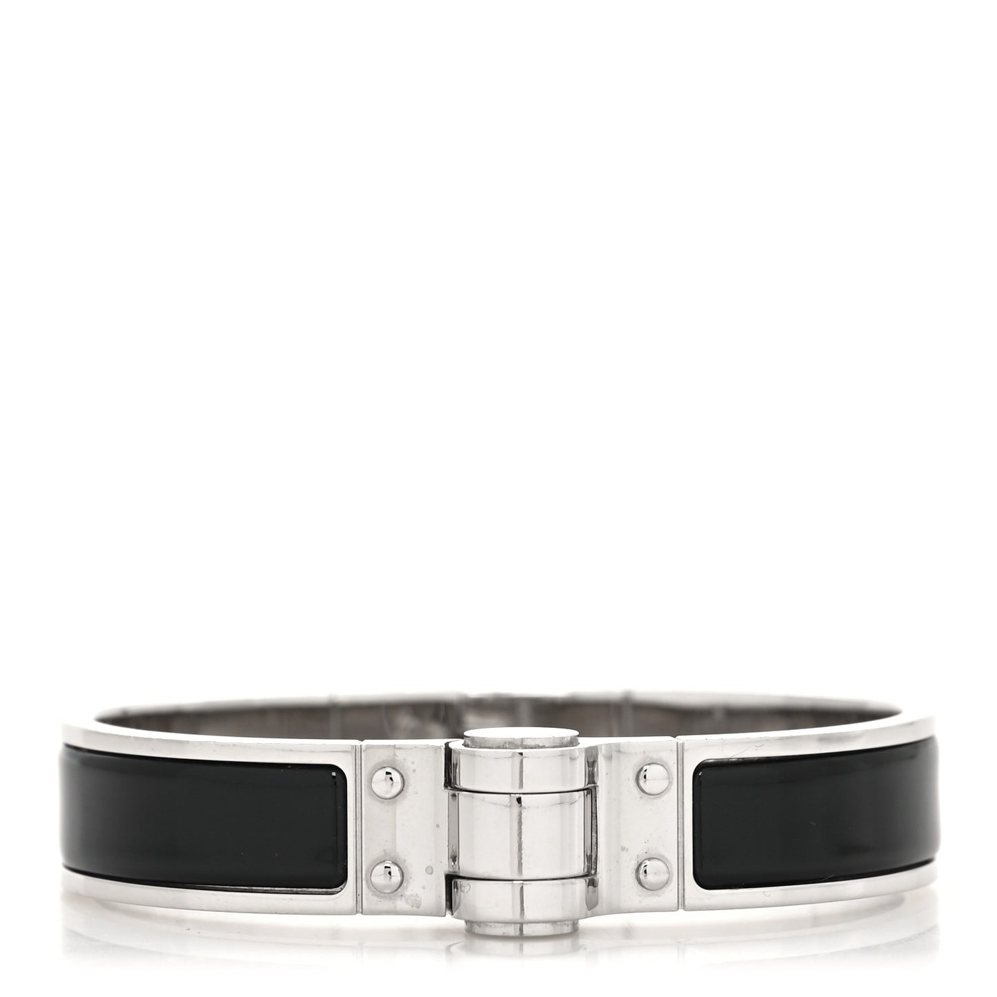 Enamel Charniere Uni Narrow Hinged Bracelet S Black